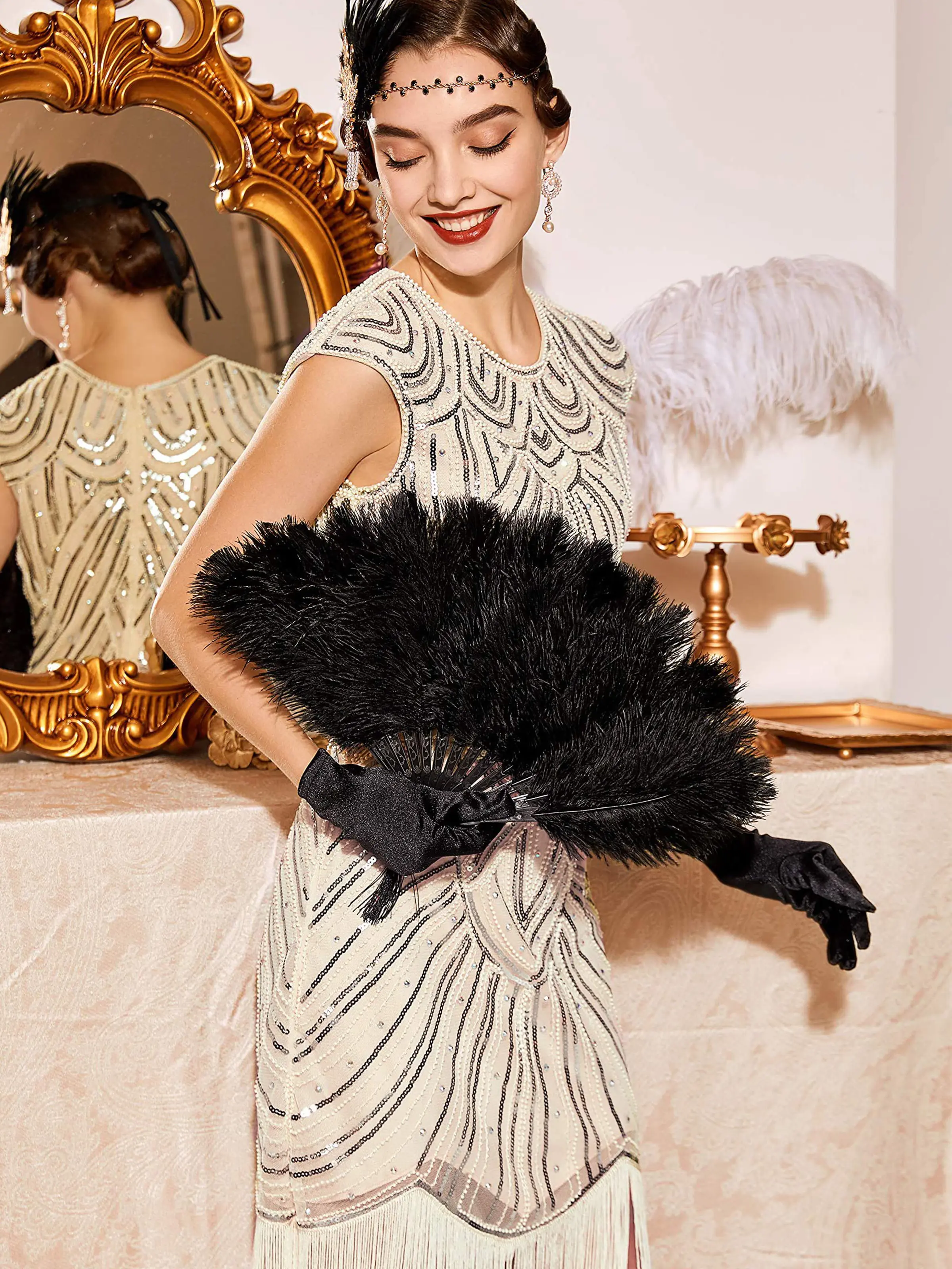 BABEYOND Women's Flapper Dresses 1920s Beaded Fringed Great Gatsby Dress party maxi elegant party