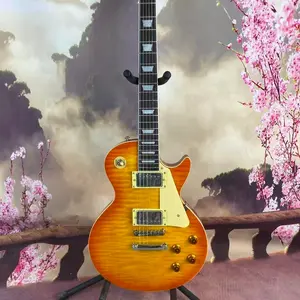 LP Guitar Honey Burst flame maple top Chrome Part rosewood fingerboard