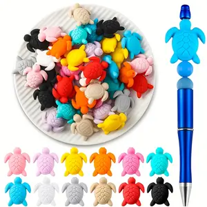 36pcs Silicone Beads In Random Colors, Shaped Like Turtles, with Straight Holes. They Can Be Used for DIY Jewelry Making, Bracelets, Necklaces, Keychains, Pendants, And As Decorative Accessories for Pen Strings.