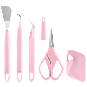 AKEYDIY 5 in 1 Craft Vinyl Weeding Tool Set Vinyl Weeding Craft Basic kit 5 Pieces Including Tweezers & Spatula & Weeders & Scraper & Scissor for Weeding Vinyl/Splicing/Cutting Machine