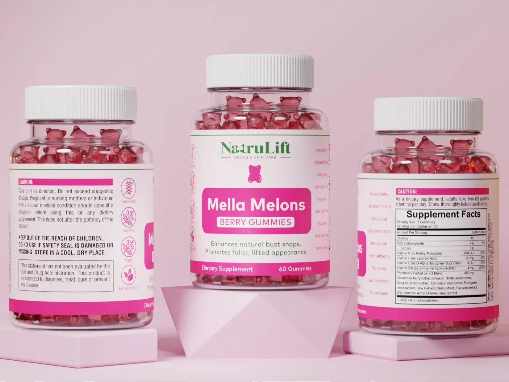 NatruLift Mella Melons Gummies - Top Support - Workout Aid - Women's Support Supplements - Essential Herbs - Multivitamins Fitness Edible