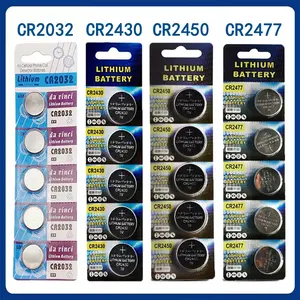 5pcs Cr2032/cr2450/cr2430/cr2477 3v Lithium Button Coin Cell Batteries, Compatible for Electronic Remotes, Toys, Digital Weighing