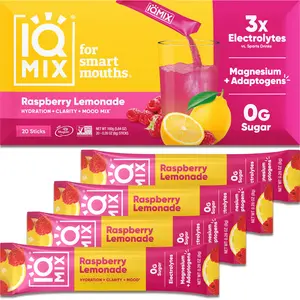 IQMIX Hydration Mix - Raspberry Lemonade 20 Sticks - Electrolytes, 0 Sugar | Sweet Tangy Hydration Clarity Mood Mix