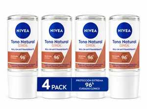NIVEA Tono Natural CLINICAL 95% ROLL ON 4 Pack All Day Protection Antiperspirant Roll on 96 Hours of Protection 50ml Each Vitamin at 95% Alcohol Free Unisex Deodorant for Underarm Care ( CLINICAL ROLL ON 4X)