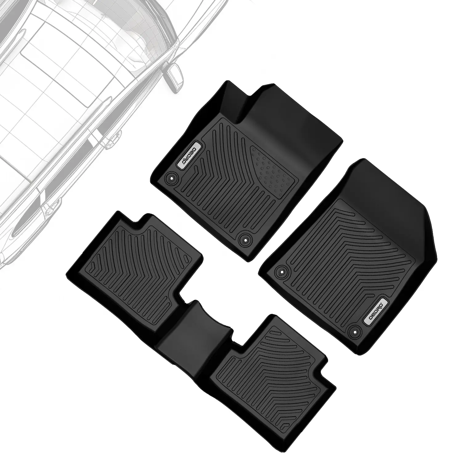 OEDRO TPE Floor Mats fits 2015-2023 Jeep Cherokee, Not for Grand Cherokee, All Weather, Waterproof