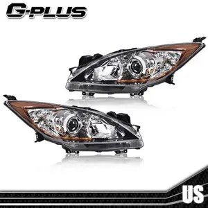 Fit For 10-13 Mazda 3 Chrome Housing Amber Corner Projector Headlight Set of 2