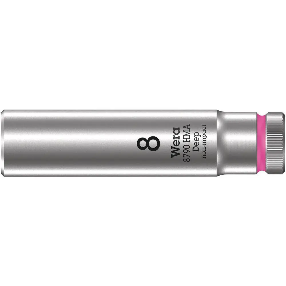WERA 05004505001 8790 HMA DEEP SOCKETS (1/4" DRIVE SOCKETS - DEEP - 6-POINT) 1/4" DEEP SOCKET SW 8 NEON PINK
