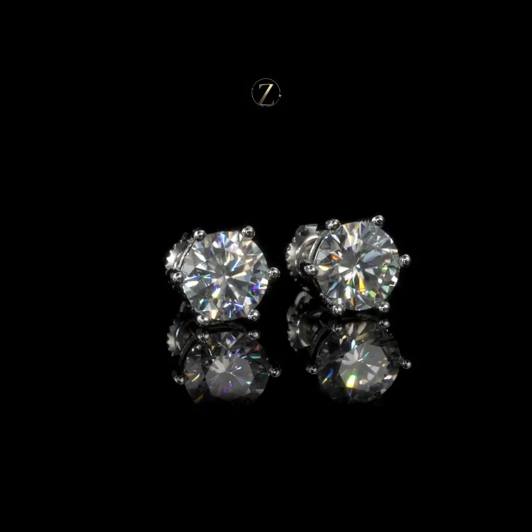 Zovelle Éclat | 2.0ct Moissanite Stud Screw Earrings | GRA Certified D/VVS1 | 925 Sterling Silver