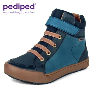 Pediped Logan Flex Navy High-Tops for Cozy Comfort & Rugged Style with Warm Fleece Lining for Growing Feet