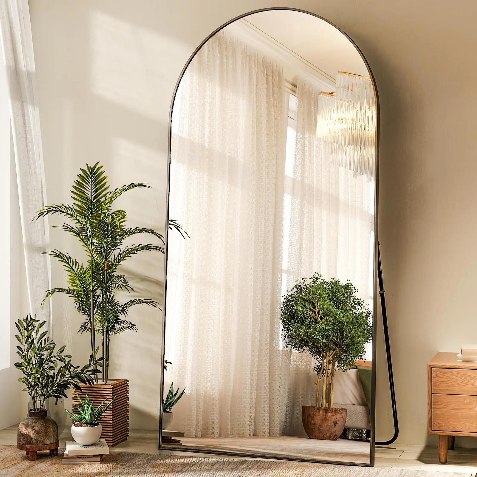 Mirror Full Length 71"x26" Full Body Floor Mirror with Stand, Shatterproof Glass, Aluminum Alloy Frame, Free Standing Wall Mounted or Leaning Arched Mirrors for Bedroom Living Room Entryway Large Floor with Stand for Wall Entryway Door