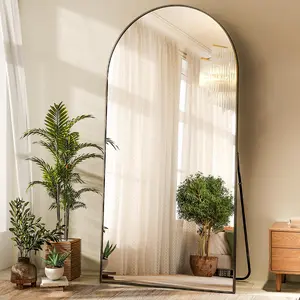 Mirror Full Length 71"x26" Full Body Floor Mirror with Stand, Shatterproof Glass, Aluminum Alloy Frame, Free Standing Wall Mounted or Leaning Arched Mirrors for Bedroom Living Room Entryway Large Floor with Stand for Wall Entryway Door