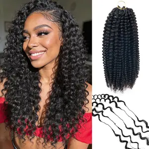 EonVerra Feather Crochet Hair Kinky Curly 18inch Human Hair For Braiding Crochet Hair Extensions for Knotless Braids Pre-Seperated 60g/PC  #SpringStatements