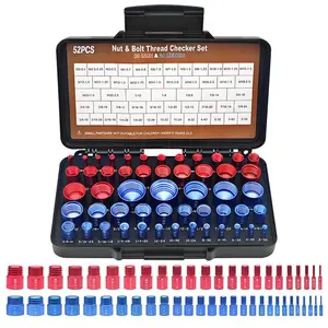 Thread Checker, Bolt Size Finder, 52 count Nut and Bolt Thread Checker 28 Inch & 24 Metric Thread Gauge, Thread Checker Standard and Metric