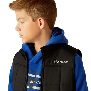 Ariat Crius Ins Vest Black 10051985 - Youth Fleece Lined Vest with Ariat Logo