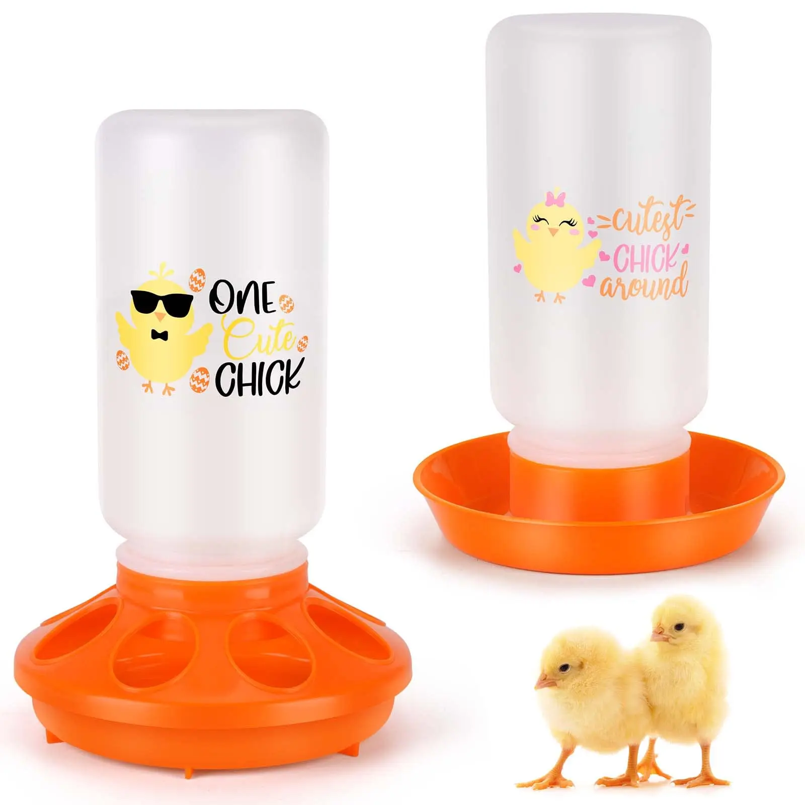 1L BPA-Free Plastic Chick Feeder & Waterer Set - Anti-Drowning, Automatic Water Outlet, Waste-Free Design - Feeds 12 Chicks at Once or 3 Adult Chickens - Brooder Starter Kit for Chicken Coop Feeding Accessory