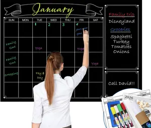 Dry Erase Black Laminated  Chalk Board Wall Calendar, 38-Inch by 50-Inch,Erasable Monthly huge weekly chalkboard bulletin board,better than wall decor sticker