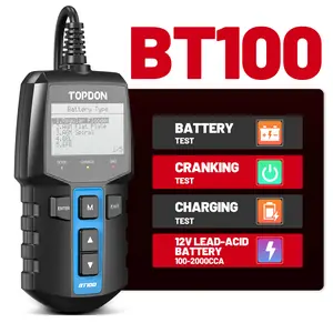 TOPDON BT100 Car Battery Tester 12V Load Tester 100-2000 CCA Automotive Alternator Tester Digital Auto Battery Analyzer Charging Cranking System Tester for Car Truck Motorcycle ATV SUV Yacht