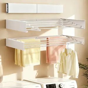 Wall Mounted Drying Rack, 31.5 Inch Foldable Clothes Drying Rack Heavy Duty 60 lbs, Space Saving Laundry Rack Rust Resistant, for RV Apartment Bathroom Laundry Room