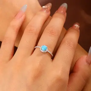 Must-Have Turquoise Ring! S925 Sterling Silver Lab-Grown Turquoise Ring – Get That Boho Vibe with This Stackable Bohemian Statement Jewelry, Perfect Gift for Her