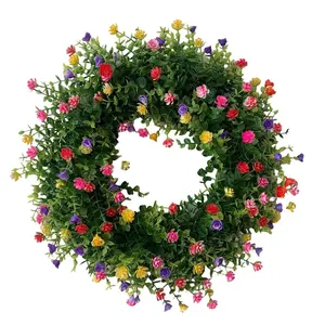 Spring Summer Wreath for Front Door, Decorative Faux Floral Wreath for Windows & Walls, Perfect for Weddings & All Seasons Home Decor