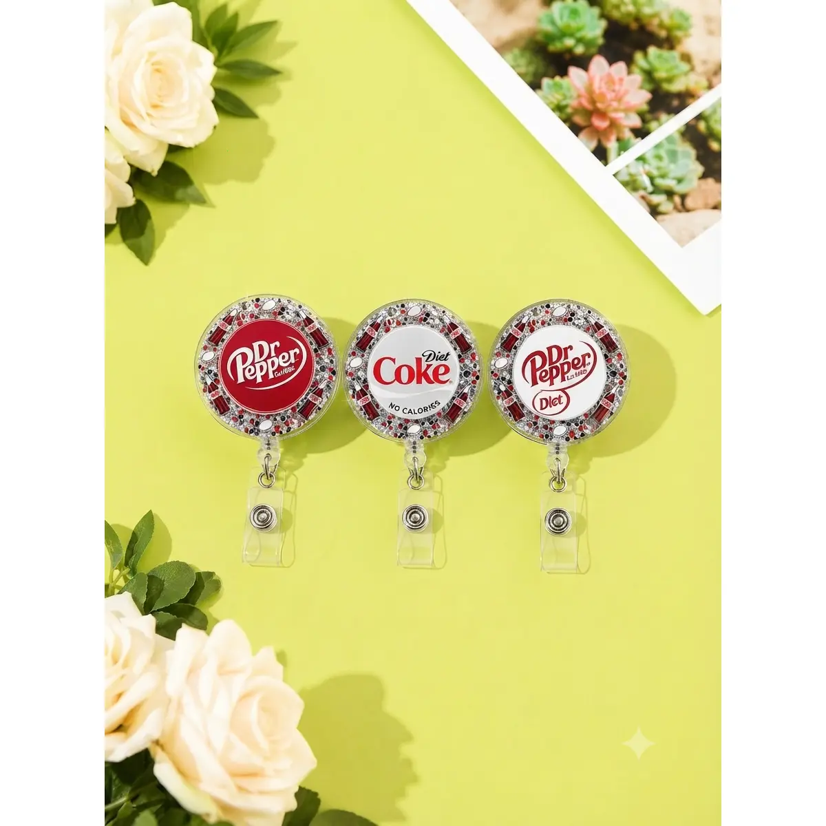 Diet Soda Badge Reel, Acrylic Medical ID Holder, Nurse Ophthalmologist Gift, Retractable Nurse Badge Reel, Gift for Coworker, Office Badge Clip