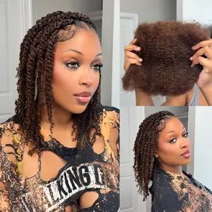 DAIXI #4 Dark Brown Afro Kinky Bulk Human Hair Extensions for Dreadlocks/Braiding/Twists/Repair Locs Outdoorfun #faterdaysgift