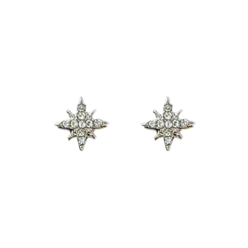 10mm CZ Star Stud Earrings for Men Women Streetwear Unisex Earrings