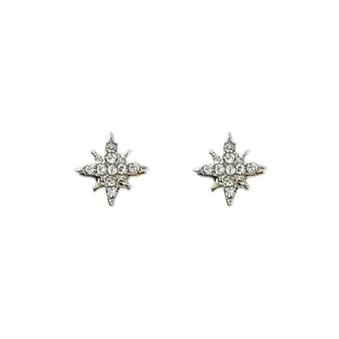 10mm CZ Star Stud Earrings for Men Women Streetwear Unisex Earrings