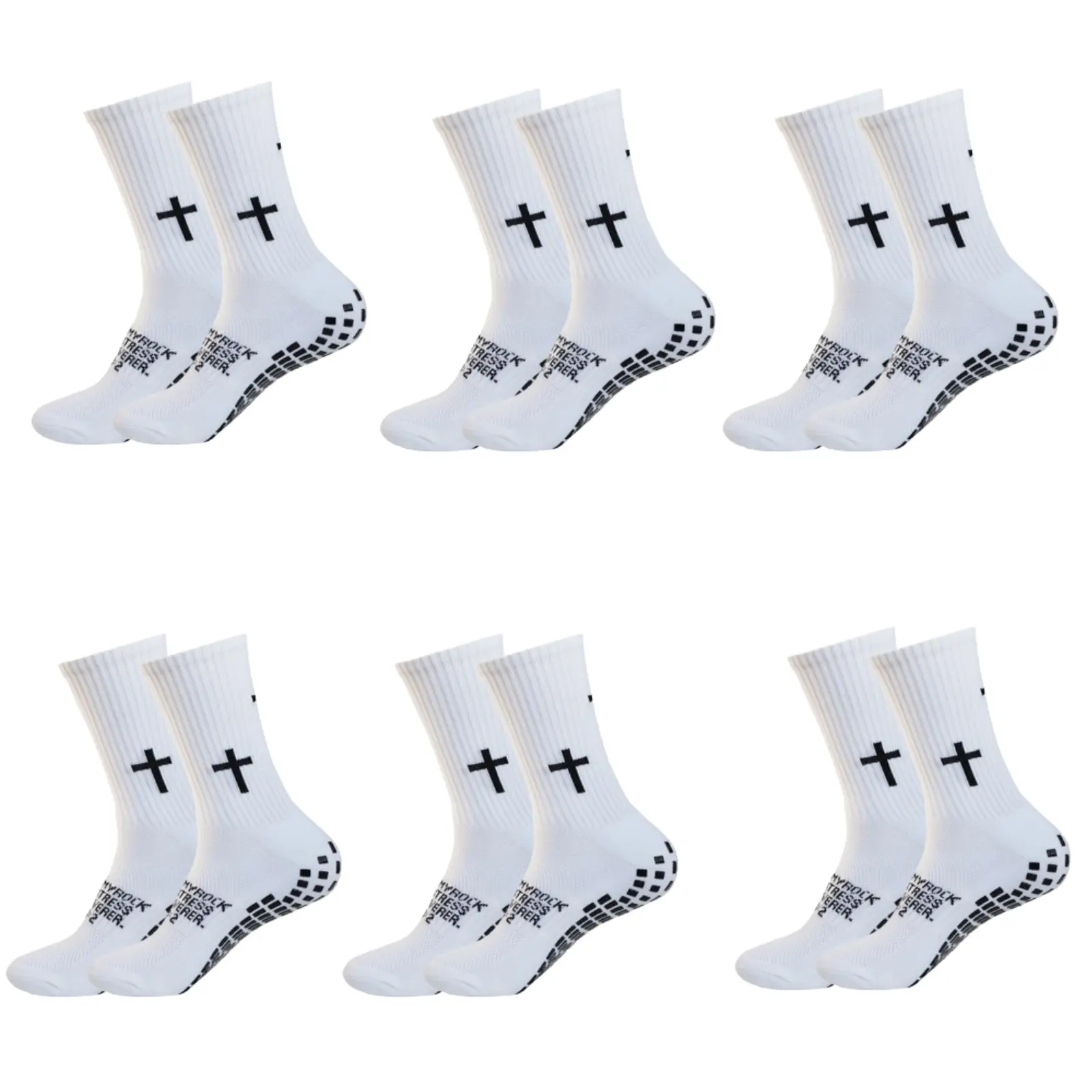 3/6 Pairs Cross Grip Soccer Socks for US 6-13 - Anti-Slip Christian Socks with Bible Verse, Jesus Sports Sock for Training