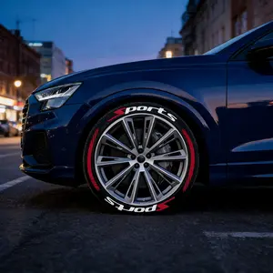 Sports Series Car Tire Letter Stickers DIY Customization, 3D Stereo Connected Tire Decals, Personalized Modification Stickers, Decorative Decal, Automotive Accessories