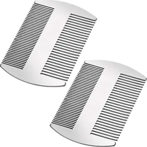 2 Pieces Metal Hair Combs for Women Men Beard Mustache Comb Lice Wallet Fine Cutting Teasing Barber Stainless Steel Hair Styling Dandruff Remove Dreadlock