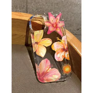 Hibiscus flower printed transparent phone case, suitable for iPhone 17, 16, 15, 14, 13, 12, 11, X, XS, XS Max and other models. A drop-proof phone case, an ideal gift choice for friends, family and yourself during the holidays.