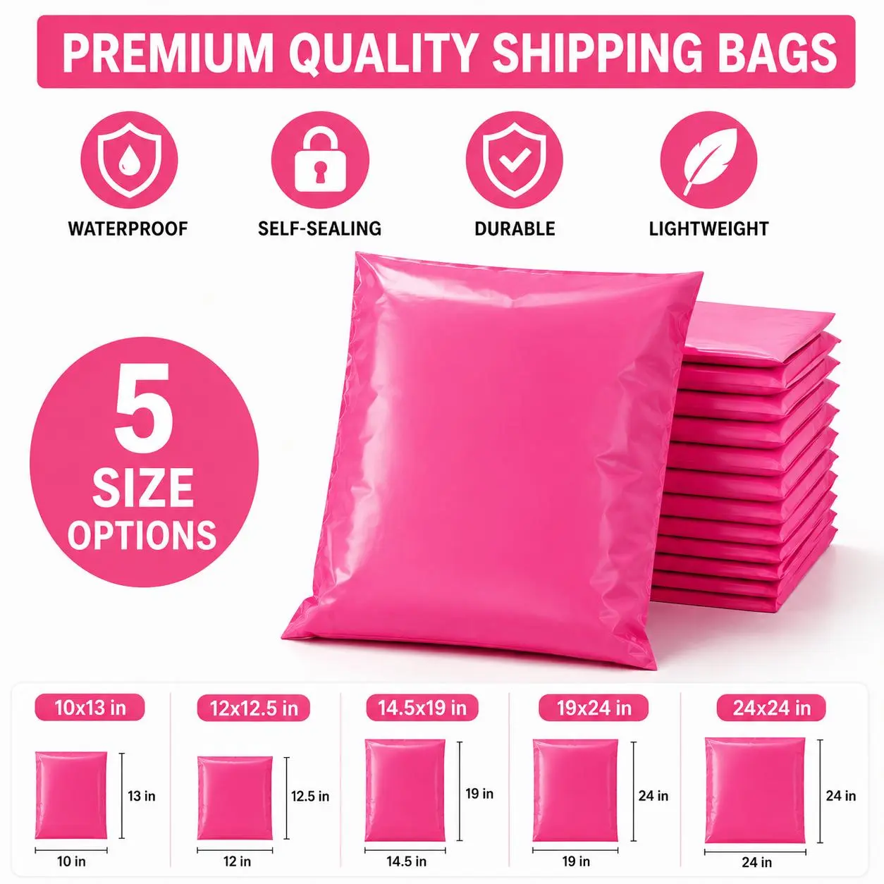 Pink Poly Mailers/Blue Poly Mailers - Self-Seal Waterproof Poly Mailing Envelopes, Tear-Resistant Plastic Bags for Small Business Office Postal Supplies