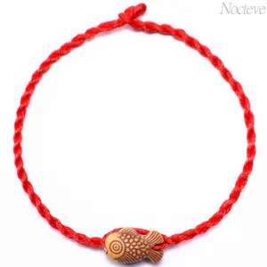 Handmade Red String Bracelet for Women, Woven Cord Adjustable Wristband with Forest Style Look Resin Beads, Boho Nature Inspired Jewelry, Minimalist Lucky Charm Gift for Daily Wear, Friendship Bracelet, Festival & Casual Outfit Accessory outdoorfun