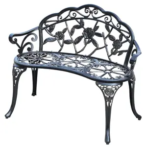 Cast Aluminium Outdoor Bench, Rose Garden Bench for Patio,Park,Lawn,Yard (Bronze)