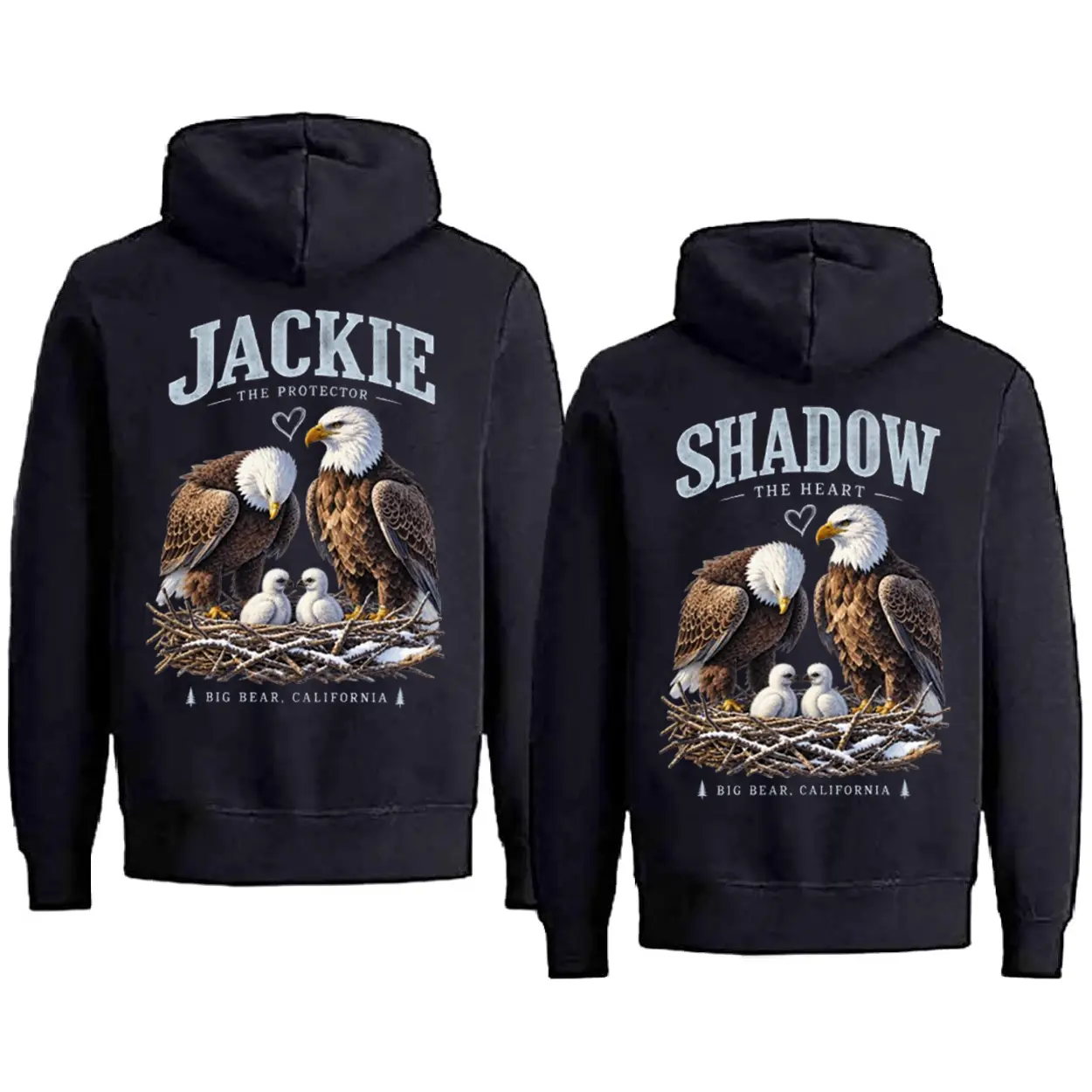 Jackie And Shadow Eagles The Protector The Heart Big Bear Eagles Couple Matching Hoodies Pullover Hooded Sweatshirt Tops Trendy for Women for Men
