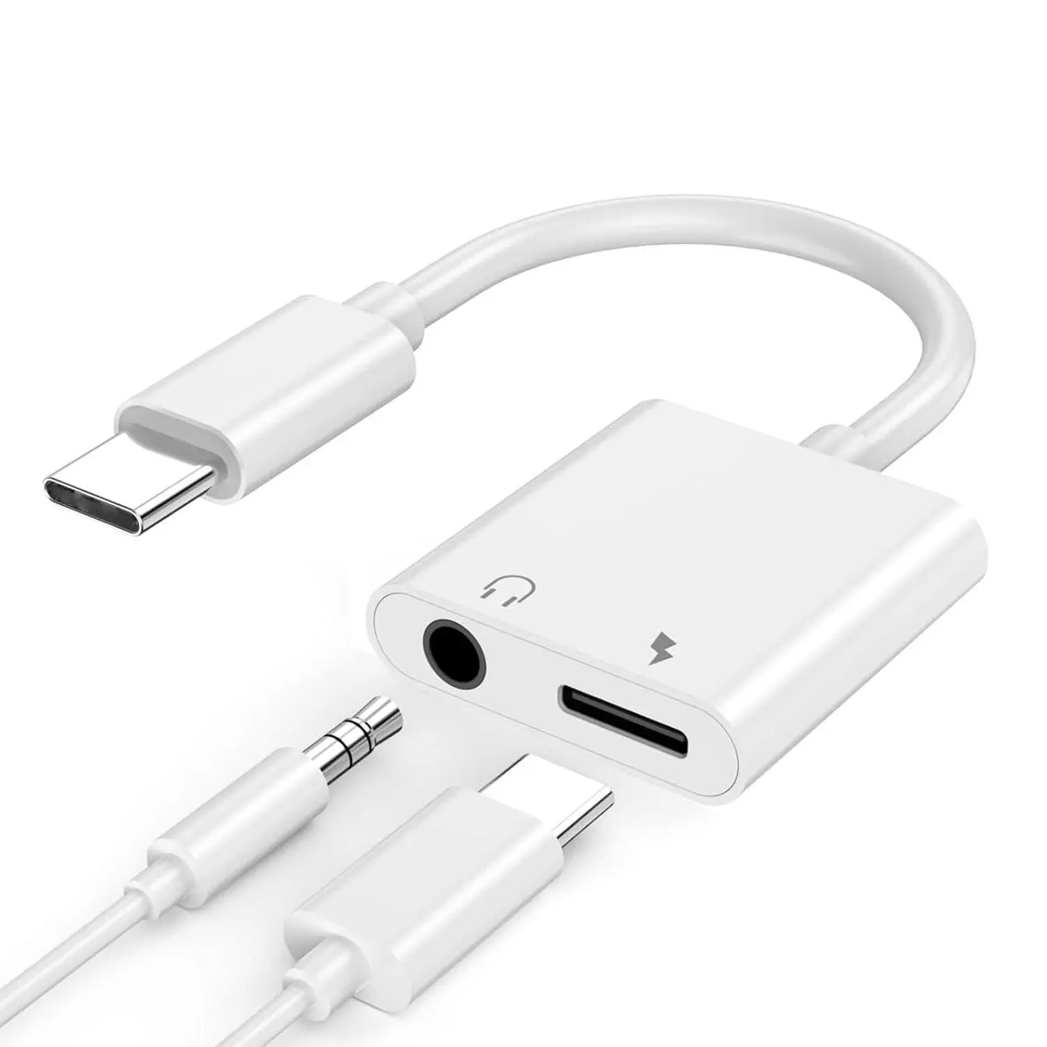 USB C to 3.5mm Jack Audio & Charger Adapter, Usb C Dongle, 2 in 1 USB C to Aux Adapter for iPhone 17/16/15 Pro, iPad Pro, Galaxy S24/S23/S22/S21 Ultra, Pixel 9/8/7, TYPE-C Android phones and laptops