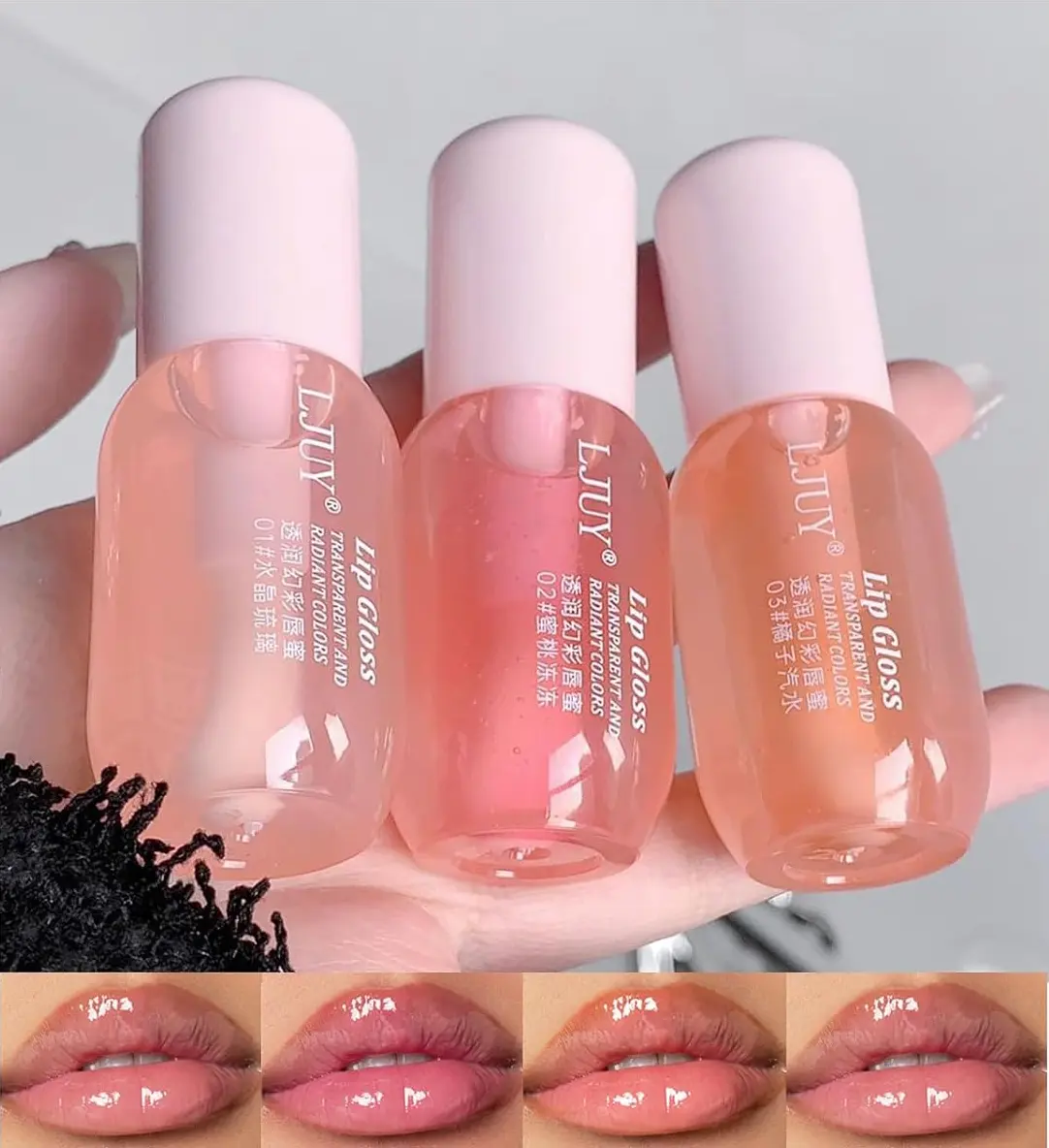 3-Piece Hydrating Lip Gloss Set - Vibe-Enhancing Lip Treatment, Moisturizing Non-Drying, Easy Light Swipe for Glass-Like Finish