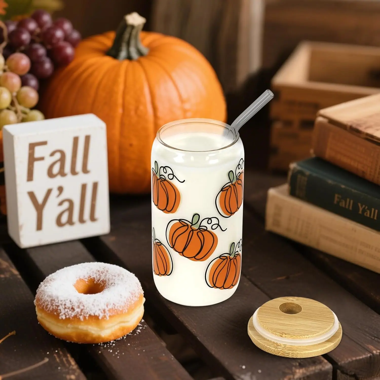 Cartman 16oz Glass Cute Spooky Season Iced Coffee Party Favor, Can Cup With Lid And Straw, Custom Beer Soda, Drinkware Aesthetic Tumbler Mug