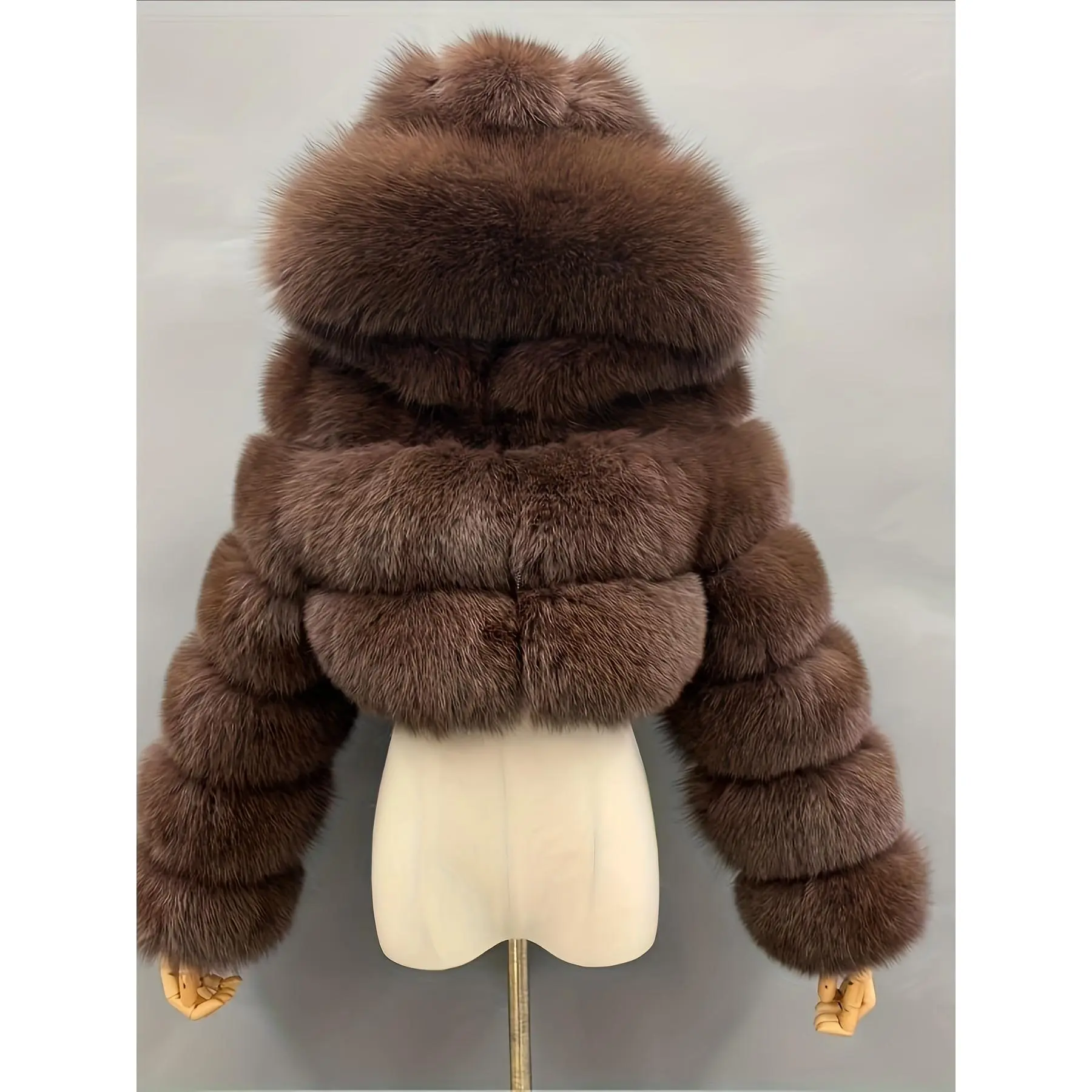 Women's multi-color faux fur short jacket-luxurious, fluffy, oversized vegan jacket, H-line short autumn/winter jacket for parties, evening events and streetwear |   Hand washable, non-stretchable outerwear
