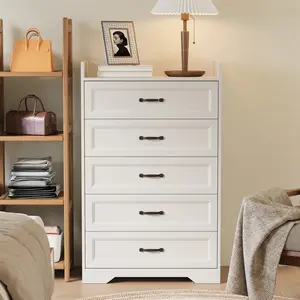 Gizoon 5 Drawers Dresser, 31.5" W Dresser for Bedroom, Chest of Drawers with Large Storage Capacity, Modern 5 Drawer Chest with Smooth Rail, Handles, Anti-tilt Device, for Hallway, Living Room, White