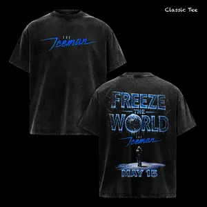 Drake The Iceman Freeze The World Tee, 2026 Album Inspired Vintage Washed Graphic T Shirt, Blue Ice Back Print Oversized Streetwear, Heavyweight Cotton Hip Hop Rap Fashion Shirt Gift For Men Women