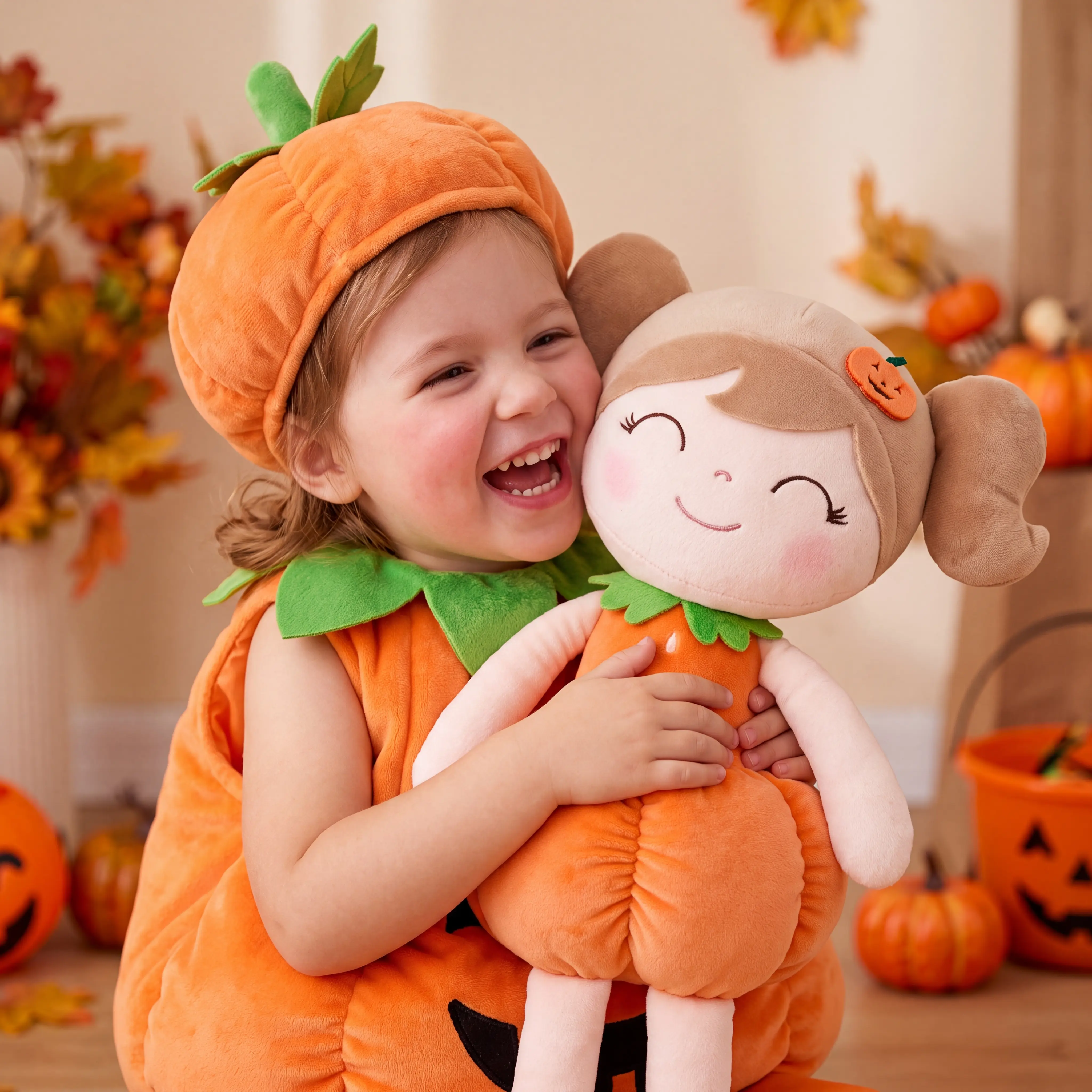 Halloween Gifts for Girls, 3-Piece Halloween Witch & Pumpkin Girl Plush Doll Set, 15 Inch Soft Rag Doll for Toddlers Kids Party Favors & Room Decor #sohochic