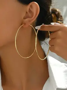 1Pair Gold Hoop Earrings for Women - Minimalist Big Hoop Infinity Earrings, Lightweight Hoops Earrings, Everyday Elegant Jewelry, Suitable For Daily Wear By Women, Fashion Earrings