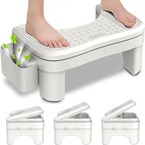 Toilet Stool Squat Adult, Height Adjustable Poop Stool for Bathroom with Storage Box, Portable Non-Slip Potty Step Stool for Adults, Improve Squatting Posture - Bowel  &  Constipation