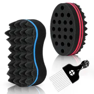 3Pcs Hair Styling Set for All - Curl Brush, Twist Sponge for Textured Hair with Metal Pick