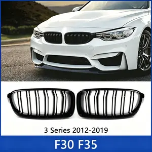 Gloss Black  Carbon Pattern Dual Slat Front Kidney Grille for BMW 3 Series F30 F31 F35 2013-2019 ABS Exterior Styling Accessories