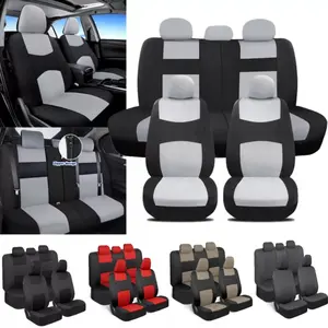 For Kia Forte 5 Seat Cover Car Front Rear Full Set Flat Cloth Polyester Cushion Pad Protector Mat with Zipper, 4 Season Anti-Slip Breathable Universal
