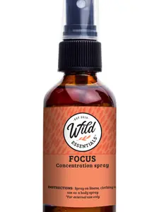 Wild Essentials Focus All Natural Spray, 2 Ounce, 60ml, Made with 100% Essential Oils and Witch Hazel, Aromatherapy, Shower, Room, Linen, Body Spray