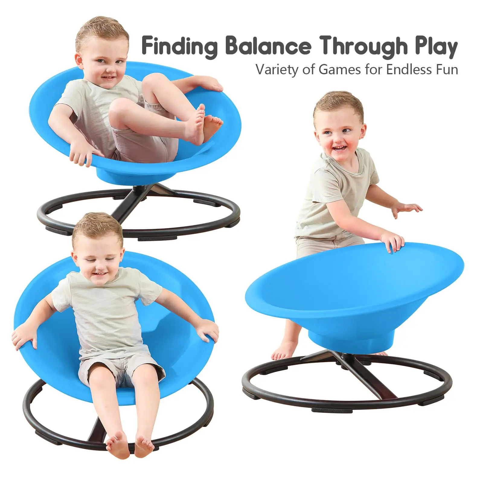 Kids Sensory Swivel Chair, Sit-and-Spin Toy,Boost Balance and Coordination in Kids, Sit and Spin Swivel Chair for Kids Toddlers, Sensory Spinning Seat Fun Furniture kids outdoor play Bean Bag Criss Cross Adjustable